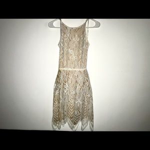 White Lace Dress with Open Back